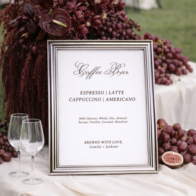 White & Brown Wedding Coffee Bar  Poster (Creator Uploaded)