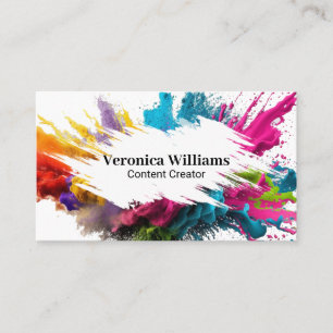 White Brush Stroke Colourful Powder Business Card