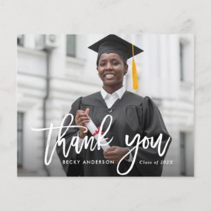 white brush thank you graduation card