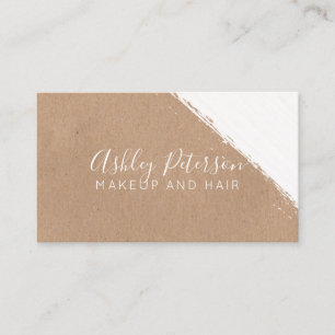White brushstroke kraft hair makeup typography business card