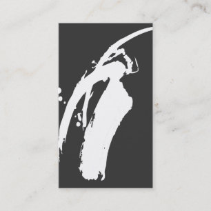 WHITE BRUSHSTROKE on DK GRAY Business Card