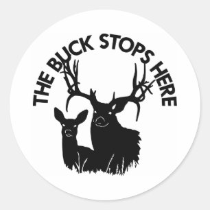 White Buck Doe Stops Here Classic Round Sticker