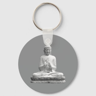 White Buddha Statue Key Ring