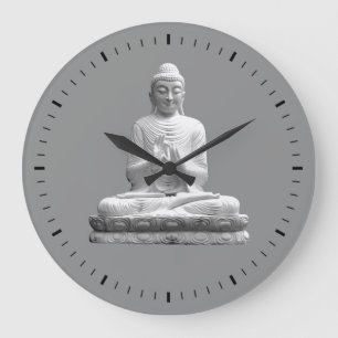 White Buddha Statue Large Clock