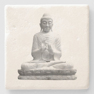 White Buddha Statue Stone Coaster