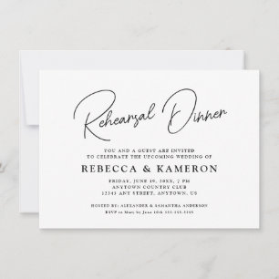 White Budget Script Rehearsal Dinner Invitation