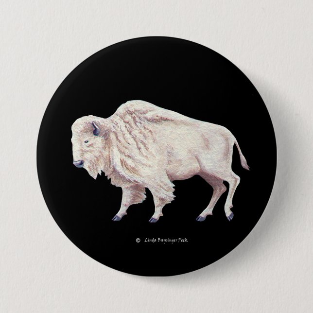 White Buffalo 7.5 Cm Round Badge (Front)