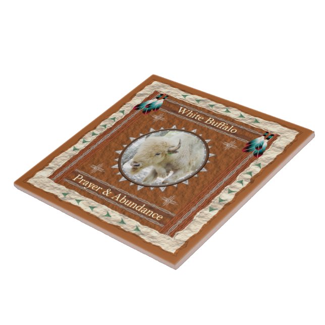 White Buffalo Abundance Energy Ceramic Tile (Side)