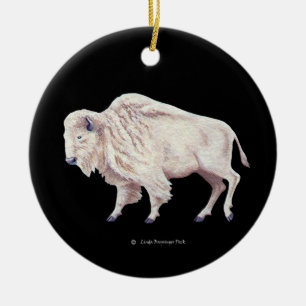 White Buffalo Ceramic Tree Decoration