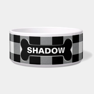 White Buffalo Check Dog Bone Rustic Custom Name