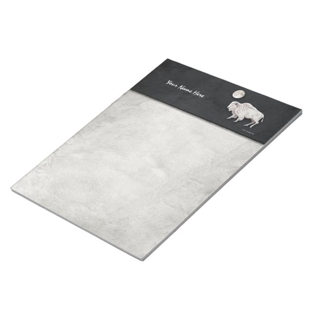 White Buffalo Full Moon Light Grey Notepad (Angled)