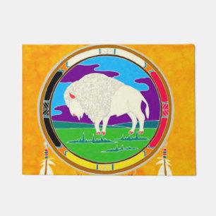 White Buffalo Native American Door Mat