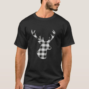 White Buffalo Plaid Deer Reindeer Head Christmas X T-Shirt