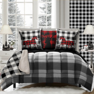 White Buffalo Plaid Woodland Forest Wild Horse Cushion