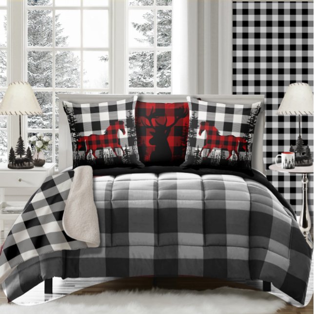 White Buffalo Plaid Woodland Forest Wild Horse Cushion (Creator Uploaded)