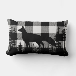 White Buffalo Plaid Woodland Pine Forest Fox Lumba Lumbar Cushion