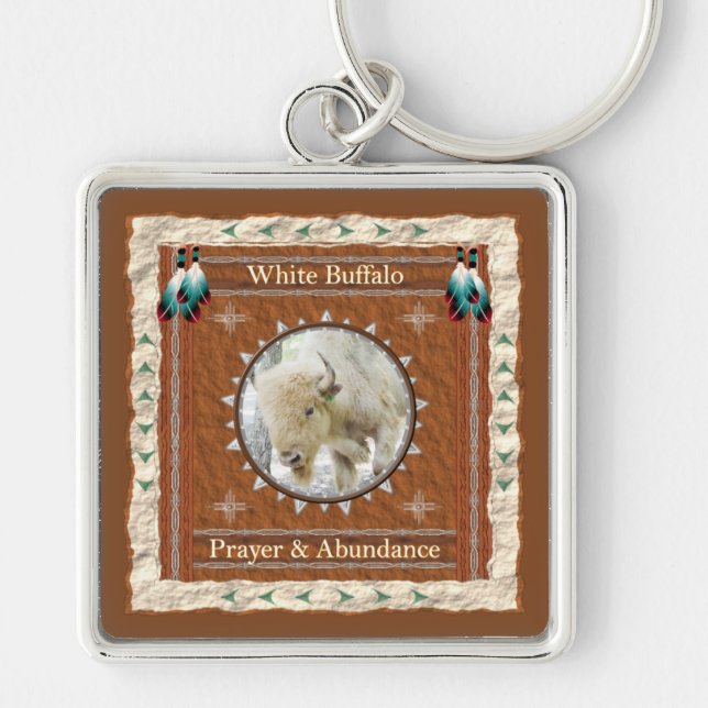 White Buffalo - Prayer & Abundance  Key Chain (Front)