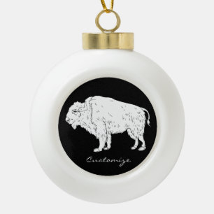 White Buffalo Thunder_Cove Ceramic Ball Christmas Ornament