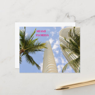 White buildings palm trees  Miami Florida travel  Postcard