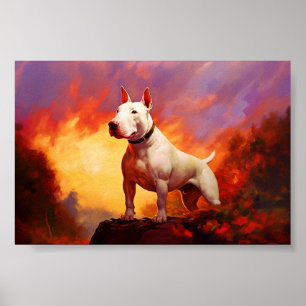 White Bull Terrier Poster