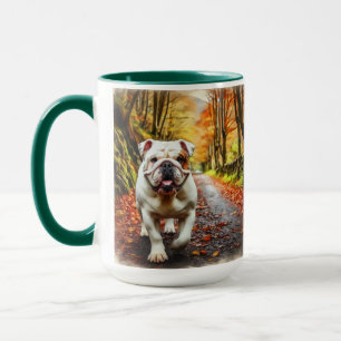 White Bulldog Fall in Love Christmas Mug Cup