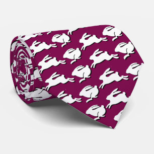 White Bunnies Hopping Wine Coloured Easter Fashion Tie