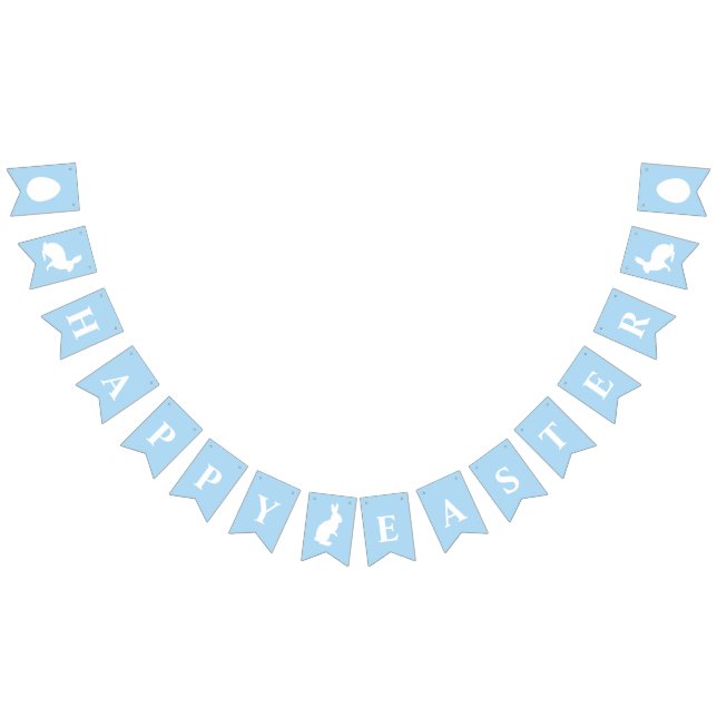 White Bunnies On Blue With Happy Easter Lettering Bunting (All)