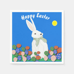 White Bunny and Eggs  Napkin