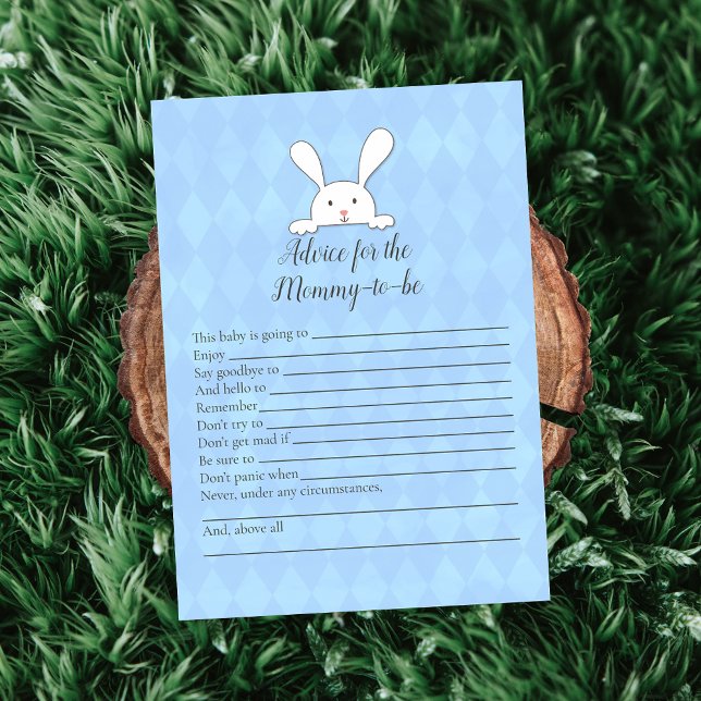 White Bunny Blue Advice For Mummy Baby Shower Game Invitation (Creator Uploaded)