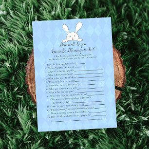 White Bunny Blue Who Knows Mummy Best Shower Game Invitation