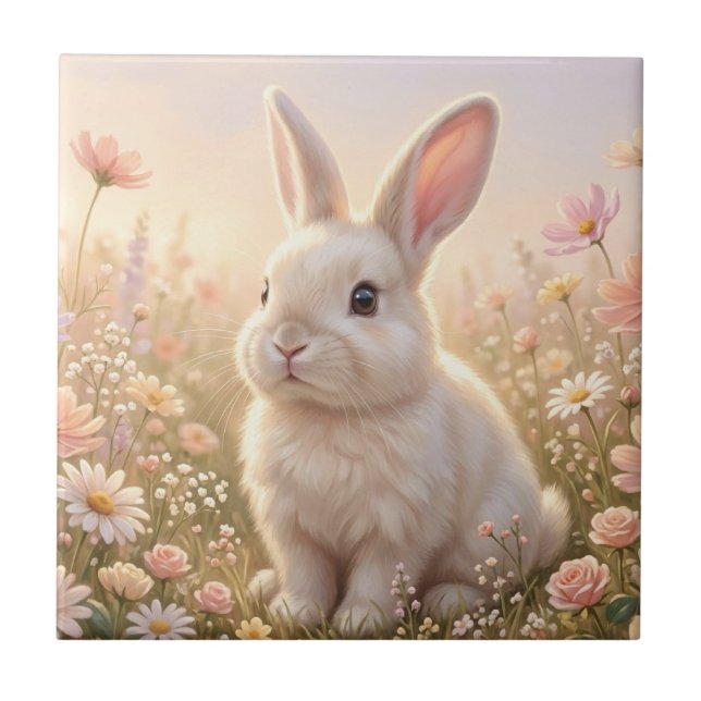 White Bunny Ceramic Tile (Front)