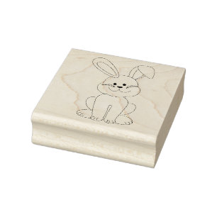 White bunny clipart rubber stamp