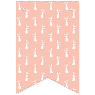 White Bunny Happy Easter Girly Pink Pastel Spring Bunting