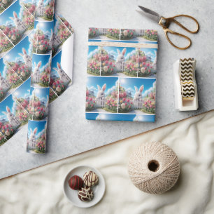 White Bunny In a Spring Garden Wrapping Paper