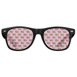 White Bunny in Chocolate Egg Happy Easter Pattern Retro Sunglasses