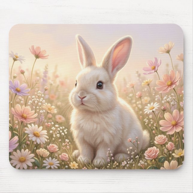 White Bunny Mouse Pad (Front)