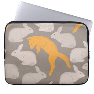 White Bunny Orange Fox Animal Lover Natural Spring Laptop Sleeve