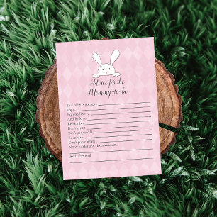White Bunny Pink Advice For Mummy Baby Shower Game Invitation