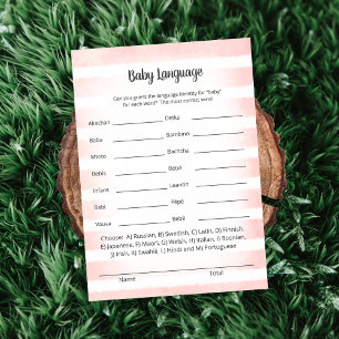 White Bunny Pink Baby Language Game Card