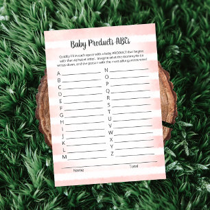 White Bunny Pink Baby Product ABCs Game Card