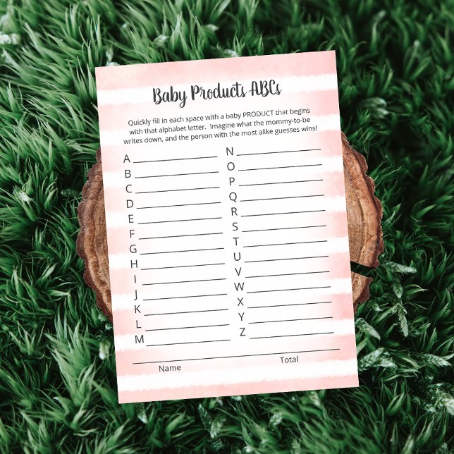 White Bunny Pink Baby Product ABCs Game Card (Creator Uploaded)