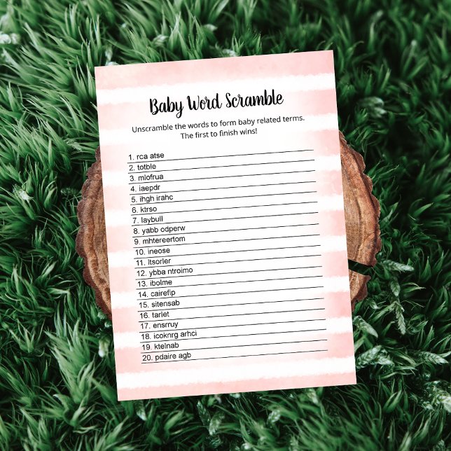 White Bunny Pink Baby Word Scramble Game Card (Creator Uploaded)