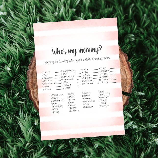 White Bunny Pink Who's My Mummy Baby Shower Game Invitation (Creator Uploaded)