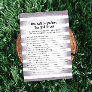 White Bunny Purple Who Knows Dad Best Shower Game Invitation