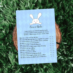 White Bunny Rabbit Blue Over Under Shower Game Invitation