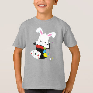 White Bunny, Rabbit, Magic Trick, Magic Wand, Hat T-Shirt