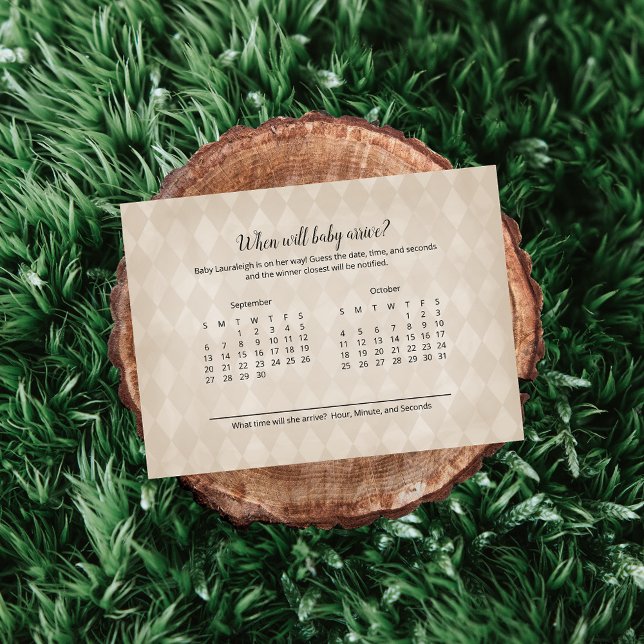 White Bunny Tan Baby Arrival Prediction Game Enclosure Card (Creator Uploaded)