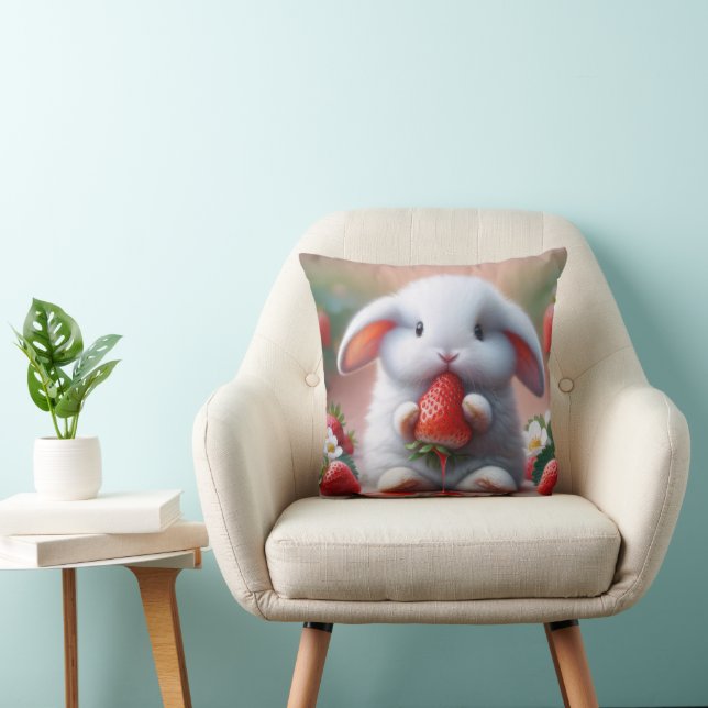 White Bunny With Juicy Strawberry Cushion (Chair)