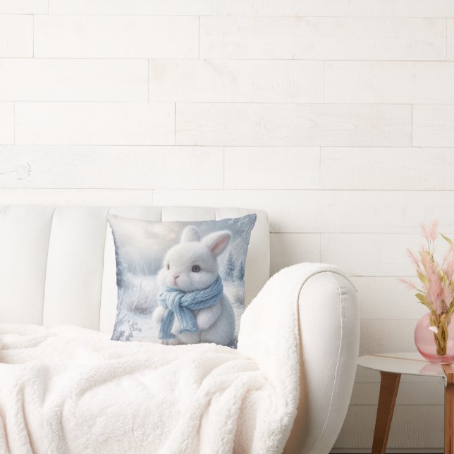 White Bunny With Winter Scarf Cushion (Couch)