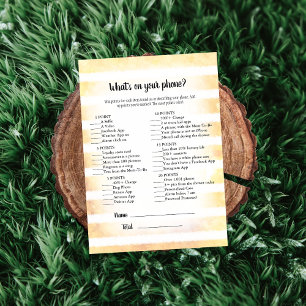 White Bunny Yellow What's On Your Phone Game Invitation